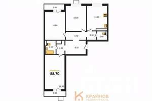3-к квартира, вторичка, 89м2, 3/17 этаж
