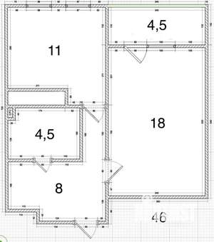 1-к квартира, вторичка, 46м2, 4/12 этаж