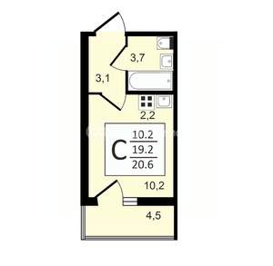 1-к квартира, строящийся дом, 21м2, 11/17 этаж