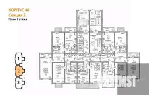 2-к квартира, вторичка, 67м2, 1/17 этаж