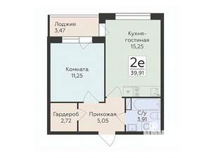 2-к квартира, вторичка, 40м2, 2/14 этаж