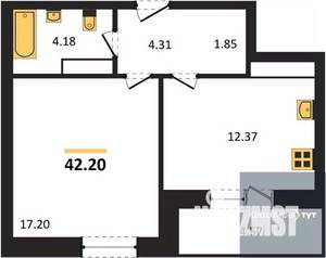 1-к квартира, вторичка, 42м2, 24/25 этаж