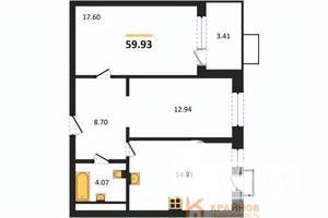 2-к квартира, вторичка, 60м2, 17/21 этаж