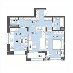 2-к квартира, строящийся дом, 60м2, 10/13 этаж