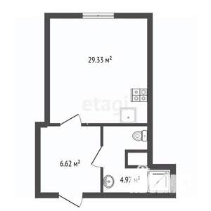 Студия квартира, вторичка, 30м2, 4/4 этаж