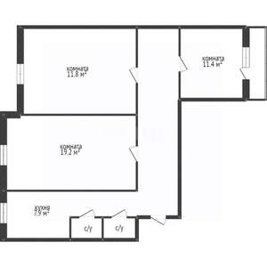 3-к квартира, вторичка, 68м2, 7/10 этаж