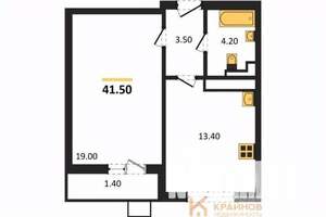 1-к квартира, вторичка, 42м2, 4/17 этаж