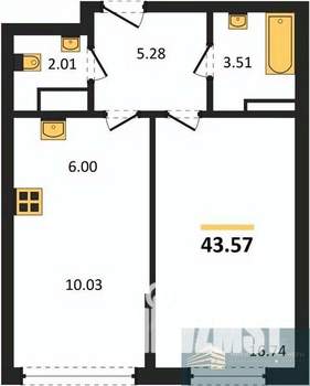 1-к квартира, вторичка, 44м2, 13/18 этаж