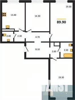 3-к квартира, вторичка, 90м2, 1/17 этаж