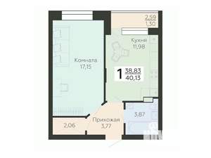 1-к квартира, вторичка, 40м2, 3/19 этаж