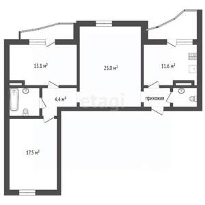 3-к квартира, вторичка, 86м2, 13/16 этаж