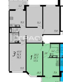 3-к квартира, вторичка, 77м2, 5/17 этаж