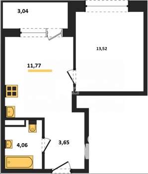 1-к квартира, вторичка, 35м2, 9/12 этаж
