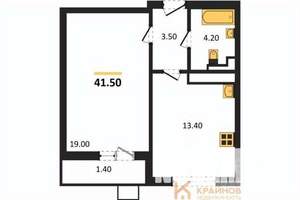 1-к квартира, вторичка, 42м2, 5/17 этаж