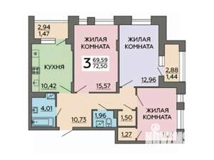 3-к квартира, вторичка, 73м2, 16/18 этаж