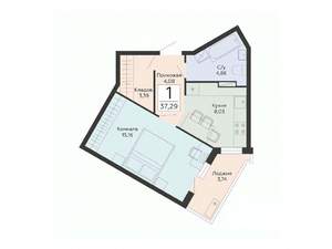 1-к квартира, строящийся дом, 37м2, 6/13 этаж