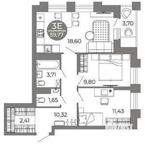 3-к квартира, вторичка, 60м2, 5/25 этаж
