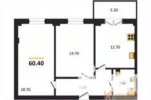 2-к квартира, вторичка, 60м2, 14/15 этаж