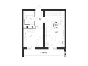 1-к квартира, вторичка, 40м2, 9/17 этаж