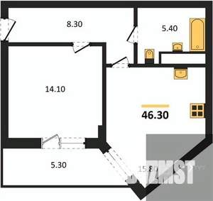 1-к квартира, вторичка, 46м2, 11/25 этаж
