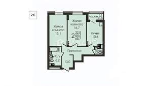 2-к квартира, вторичка, 66м2, 9/25 этаж