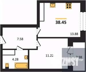 1-к квартира, вторичка, 38м2, 19/25 этаж