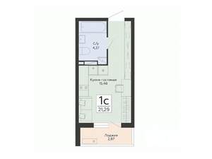 Студия квартира, строящийся дом, 21м2, 9/13 этаж