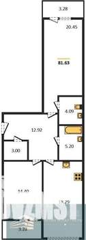 2-к квартира, вторичка, 80м2, 2/20 этаж