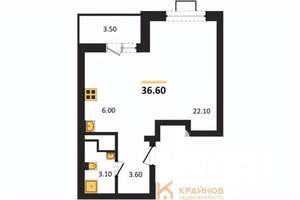 Студия квартира, вторичка, 37м2, 5/15 этаж