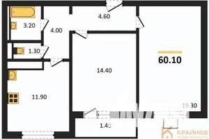 2-к квартира, вторичка, 60м2, 13/17 этаж