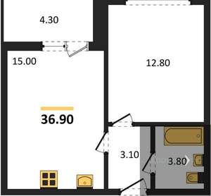1-к квартира, вторичка, 37м2, 8/17 этаж