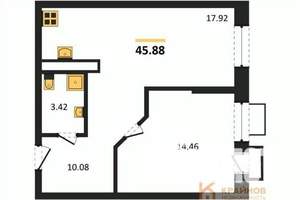 1-к квартира, вторичка, 46м2, 5/21 этаж