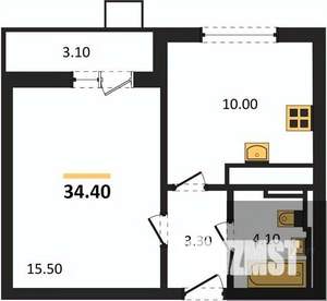 1-к квартира, вторичка, 34м2, 9/19 этаж