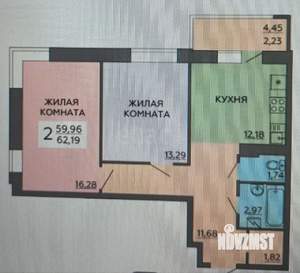 2-к квартира, вторичка, 65м2, 6/17 этаж