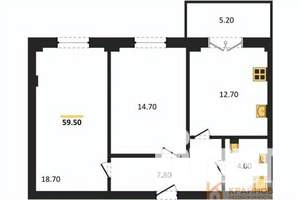 2-к квартира, вторичка, 60м2, 12/15 этаж