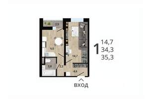 1-к квартира, строящийся дом, 36м2, 7/15 этаж