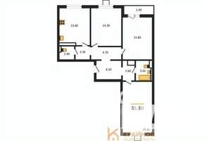 3-к квартира, вторичка, 86м2, 16/17 этаж