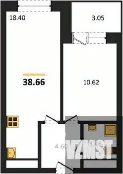 1-к квартира, вторичка, 39м2, 20/28 этаж