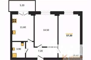 2-к квартира, вторичка, 57м2, 7/15 этаж