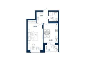 1-к квартира, вторичка, 42м2, 1/17 этаж
