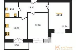 2-к квартира, вторичка, 49м2, 12/15 этаж
