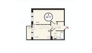 1-к квартира, вторичка, 39м2, 8/9 этаж