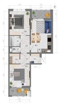 2-к квартира, вторичка, 66м2, 13/18 этаж