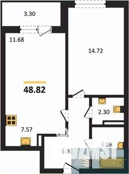 1-к квартира, вторичка, 49м2, 3/24 этаж