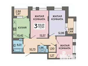 3-к квартира, вторичка, 73м2, 14/18 этаж