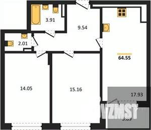 2-к квартира, вторичка, 65м2, 7/18 этаж