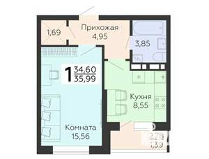 1-к квартира, вторичка, 36м2, 14/18 этаж