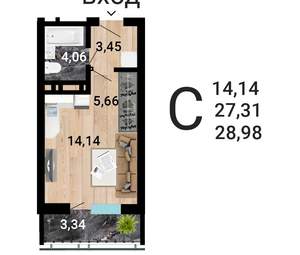 Студия квартира, вторичка, 30м2, 8/31 этаж