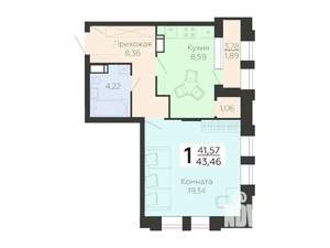 1-к квартира, вторичка, 43м2, 14/21 этаж