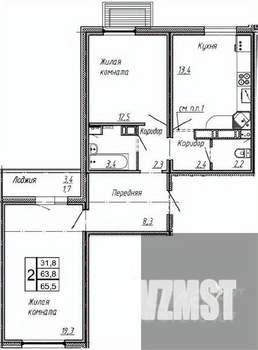 2-к квартира, вторичка, 66м2, 5/17 этаж